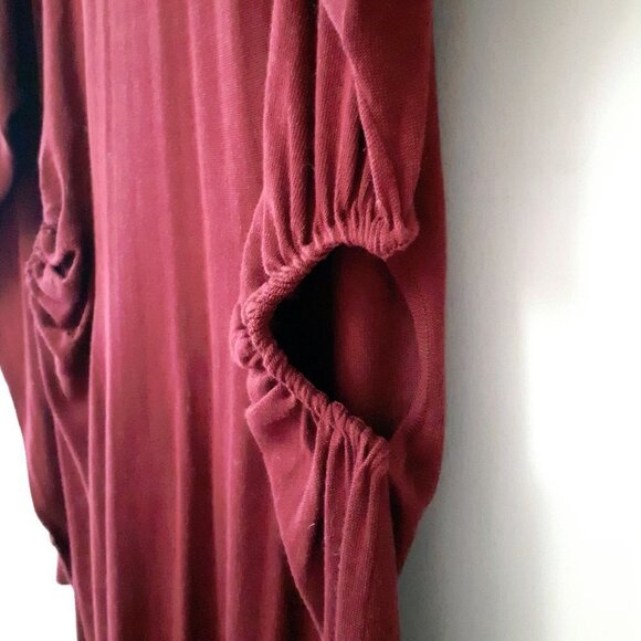 NWT Zara plum burgundy long sleeve cotton dress with side cutouts, L - Picture 9 of 10